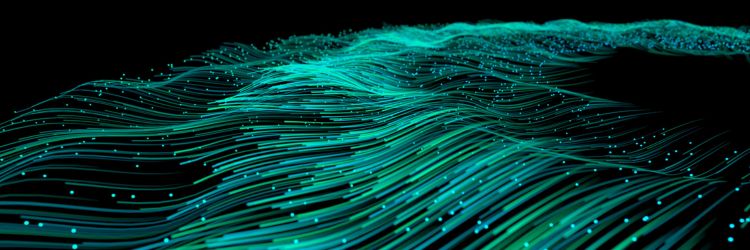 Blue green particle lines